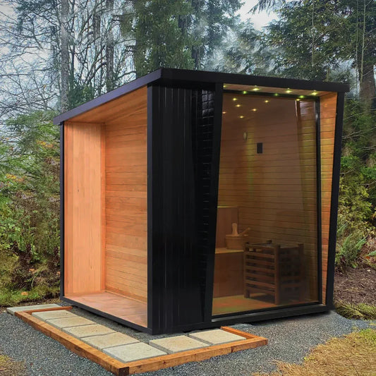 OasisLux Contemporary Studio Outdoor Sauna With Pent Roof
