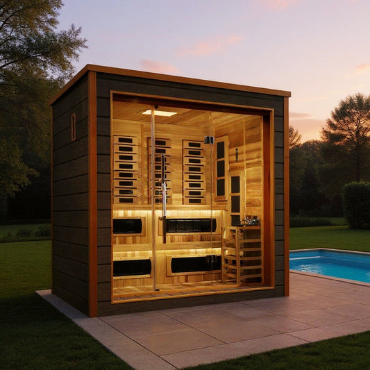 Oasislux Luxury 6-Person Hybrid Sauna - Indoor/Outdoor Full Spectrum with Canadian Red Cedar